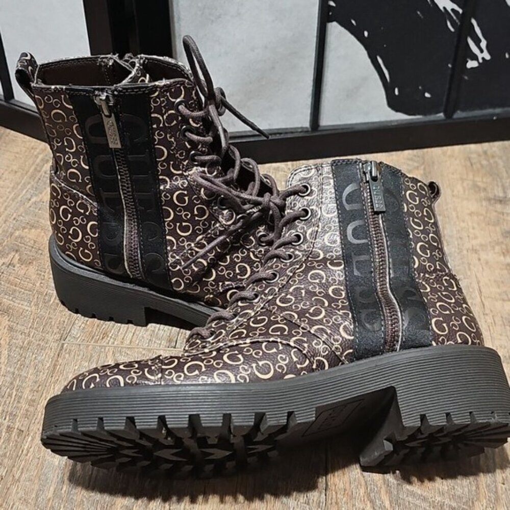 Guess Los Angeles Brown Tan Boots with Chunky Sole Size 8 - Picture 8 of 9